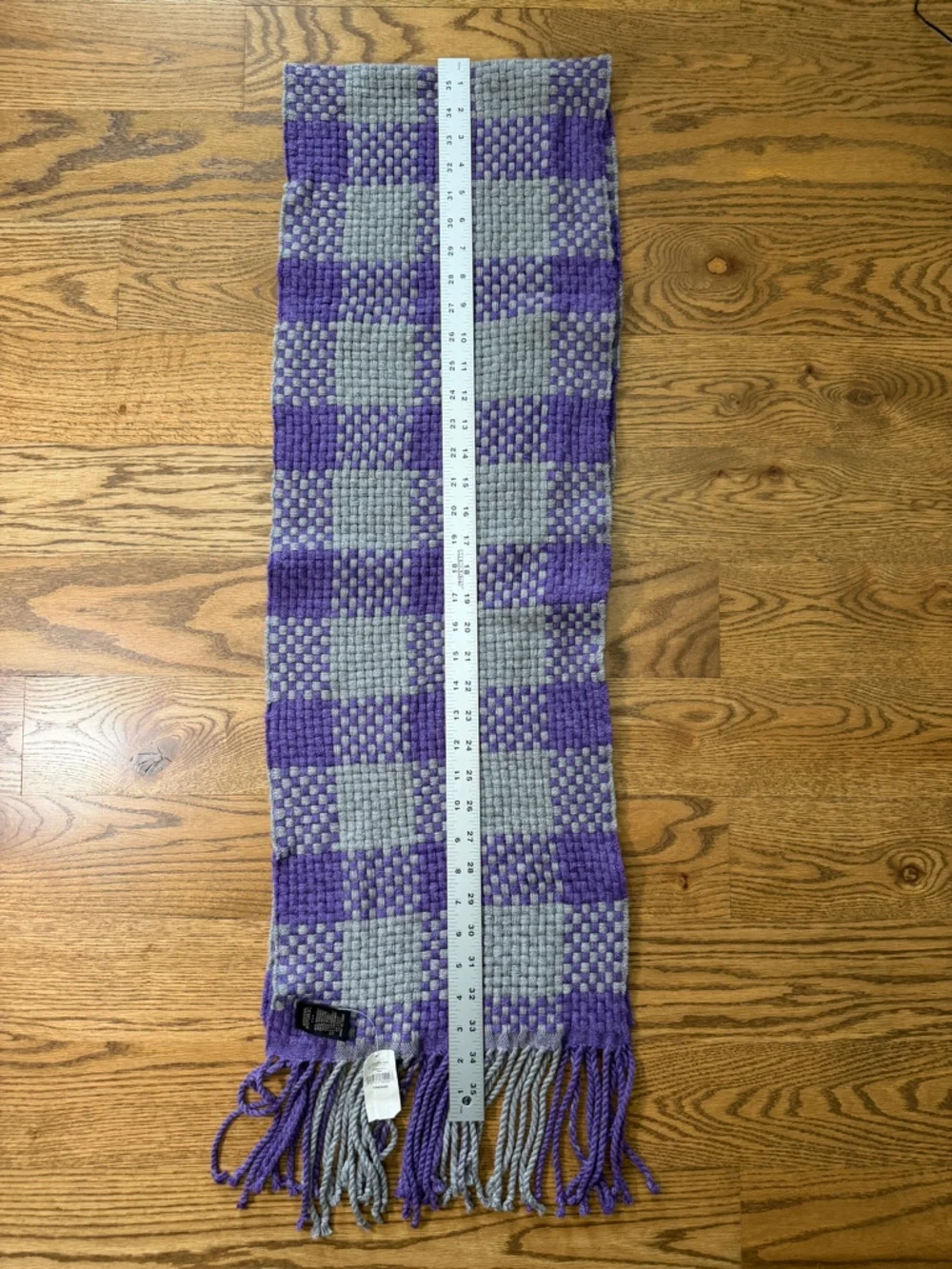 Banana Republic Wool + Cashmere Blend Purple and Gray Woven Fringe Scarf